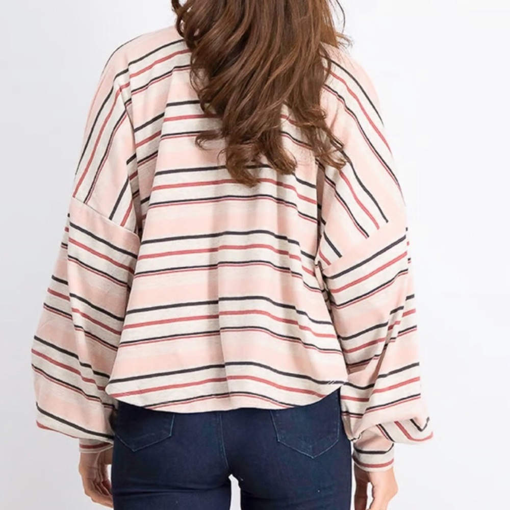 Free people striped split hem top - Picture 3 of 6